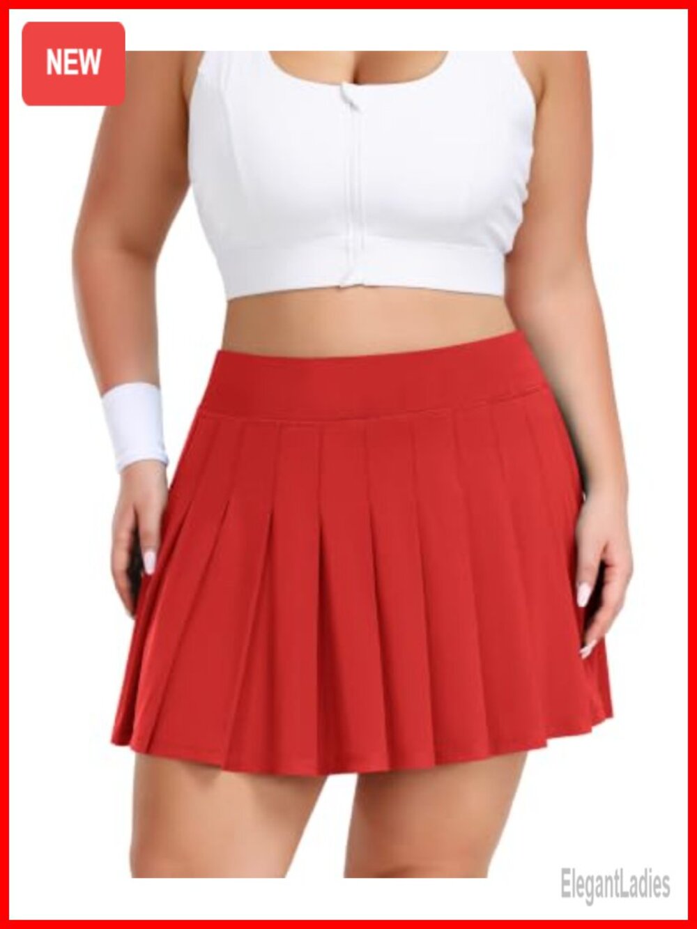Plus Size Pleated Tennis Skort with Built-in Shorts & Pockets High Waist Golf